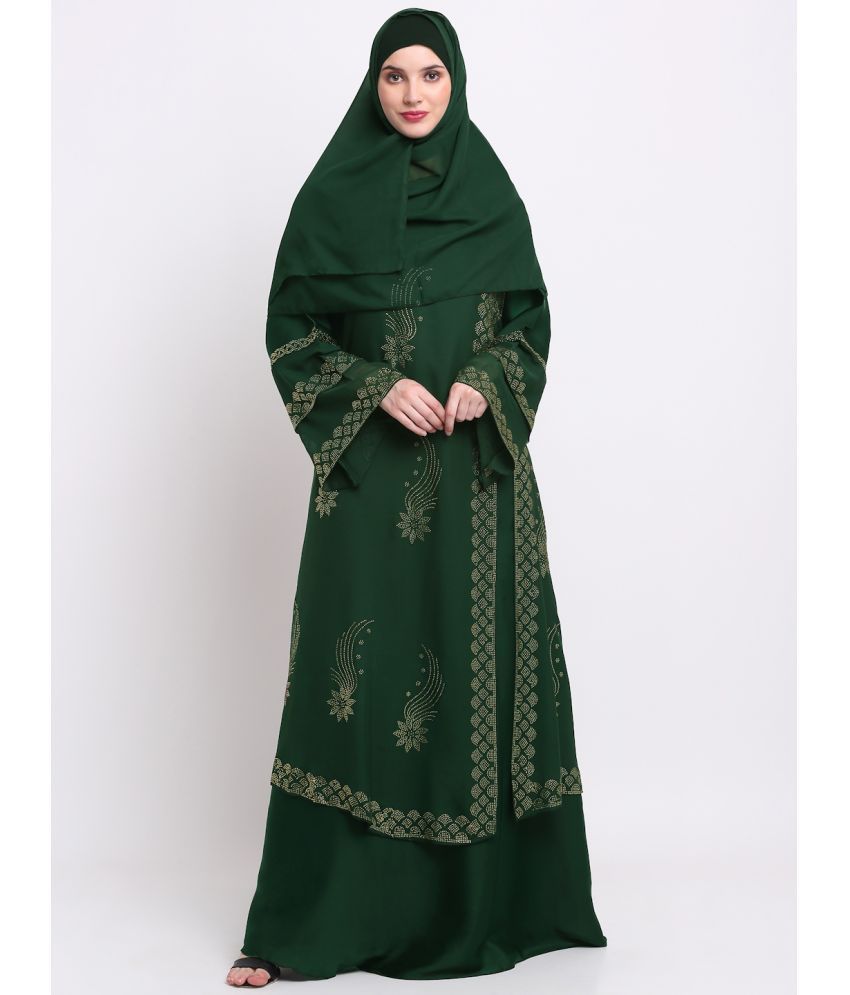     			Klotthe Green Polyester Unstitched Burqas without Hijab - Single