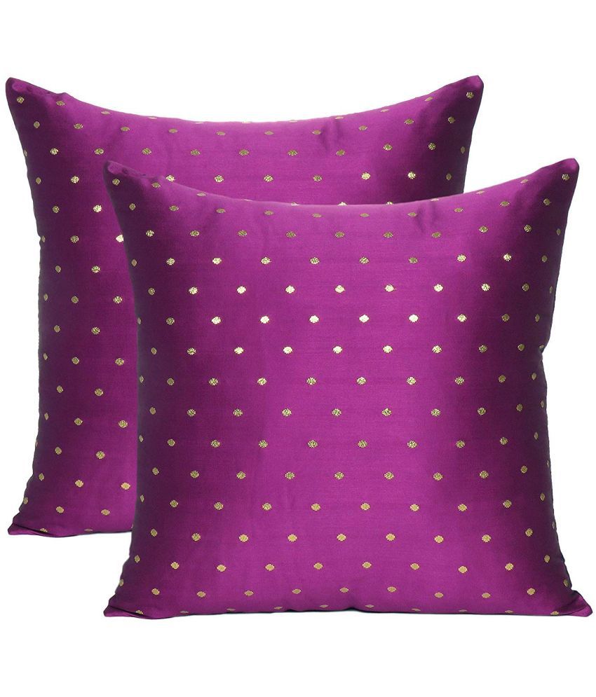     			SUGARCHIC Set of 2 Silk Ethnic Square Cushion Cover (40X40)cm - Purple