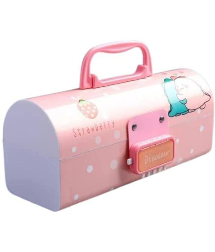     			VBE Pencil Box with Code Lock Pen Case Kids Pencil case Style Password Lock Pencil Box Case Multi-Layer Pencil Box for Boys Girls (Dinosaur - Pink)