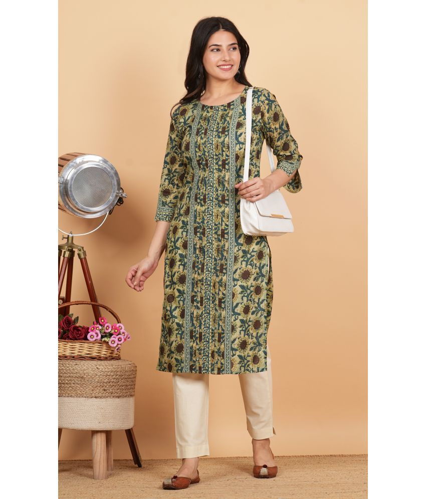     			Vbuyz Cotton Printed Straight Women's Kurti - Blue ( Pack of 1 )