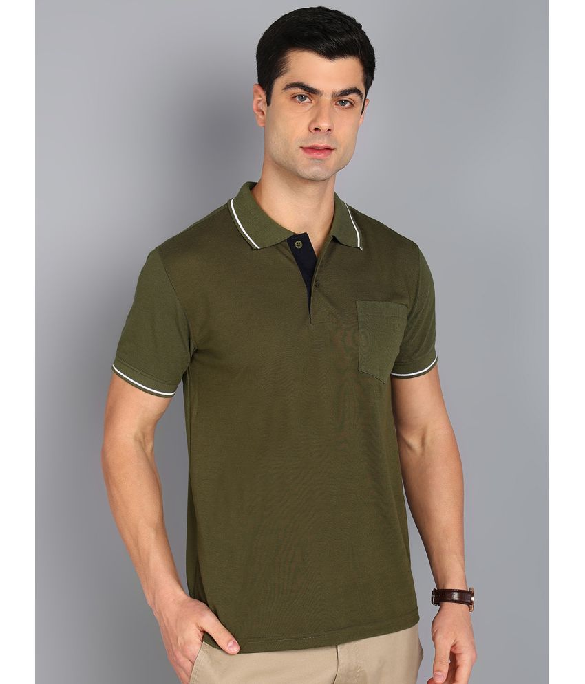     			XFOX Cotton Blend Regular Fit Solid Half Sleeves Men's Polo T Shirt - Olive Green ( Pack of 1 )