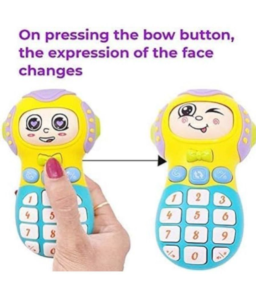     			Yellow Toy Mobile 3 Face Expression Change Phone - Toy Phone with Light & Sound, 3 Mode Face Changing Baby Phone for Toddlers & Kids, Phone Toy for Kids - Random Color, Plastic phone (Multi Color)