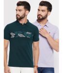 Nyker Cotton Blend Regular Fit Printed Half Sleeves Men's Polo T Shirt - Olive Green ( Pack of 2 )