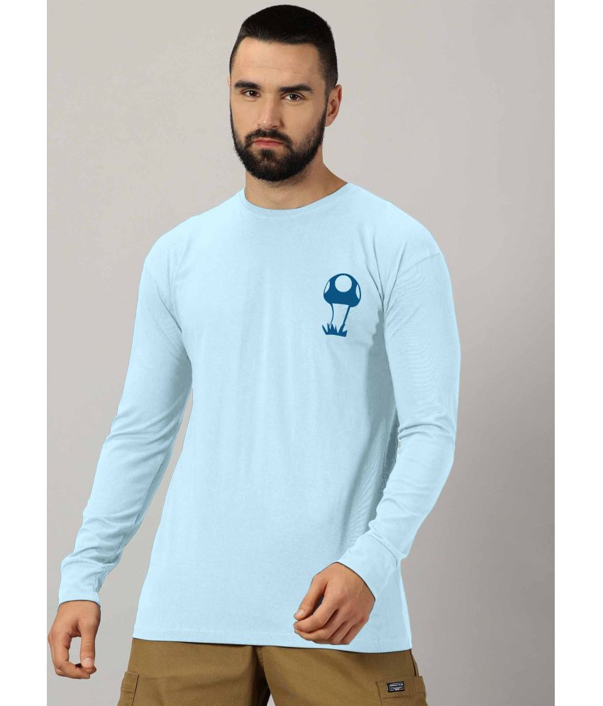     			AUSK Cotton Blend Regular Fit Self Design Full Sleeves Men's T-Shirt - Aqua Blue ( Pack of 1 )