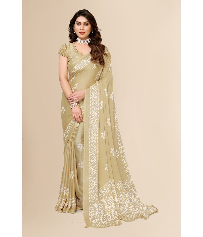     			Anand Sarees Chiffon Printed Saree With Blouse Piece - Beige ( Pack of 1 )