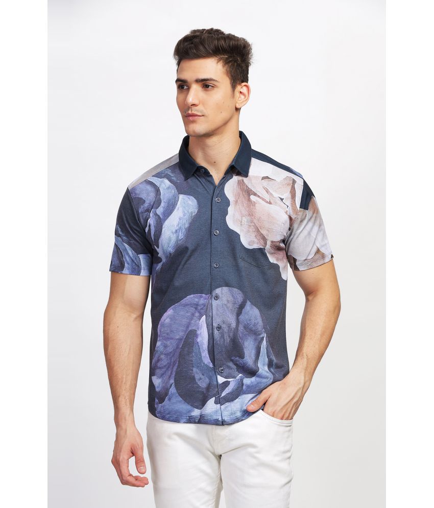     			BULLMER Cotton Blend Regular Fit Printed Half Sleeves Men's Casual Shirt - Navy ( Pack of 1 )