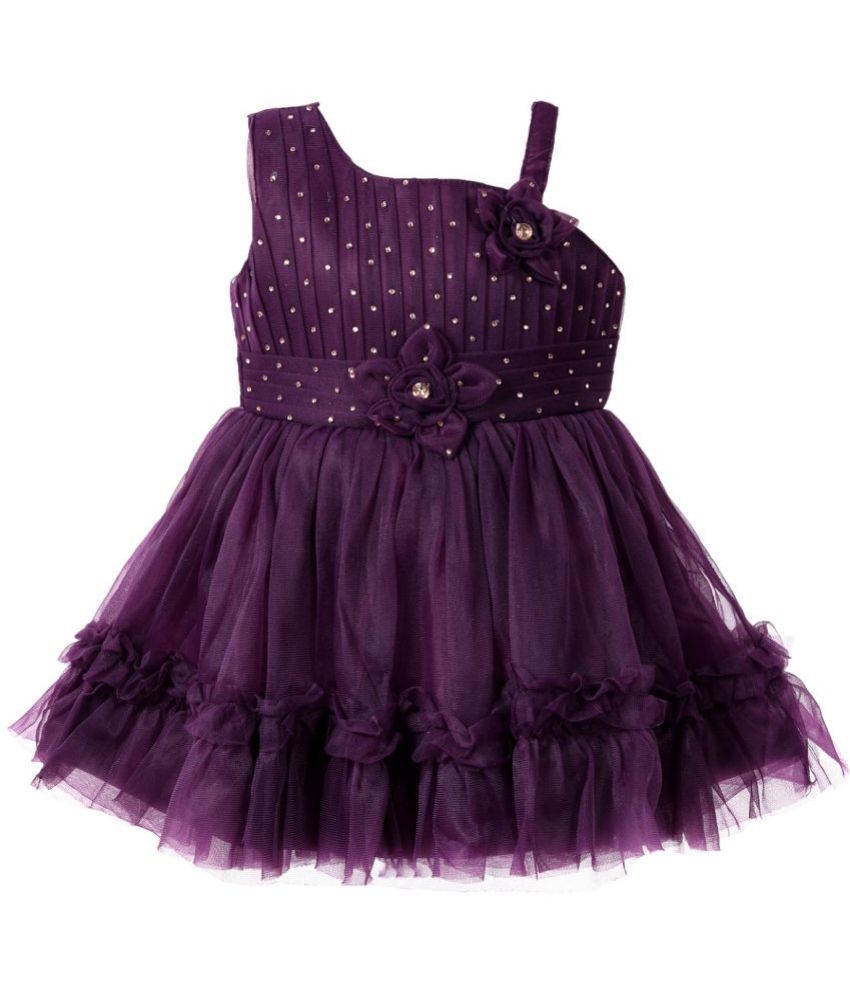     			LITTLE PANDA Purple Net Baby Girl Frock ( Pack of 1 )