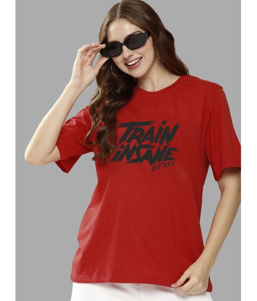     			Leotude Red Polyester Oversized Women's T-Shirt ( Pack of 1 )