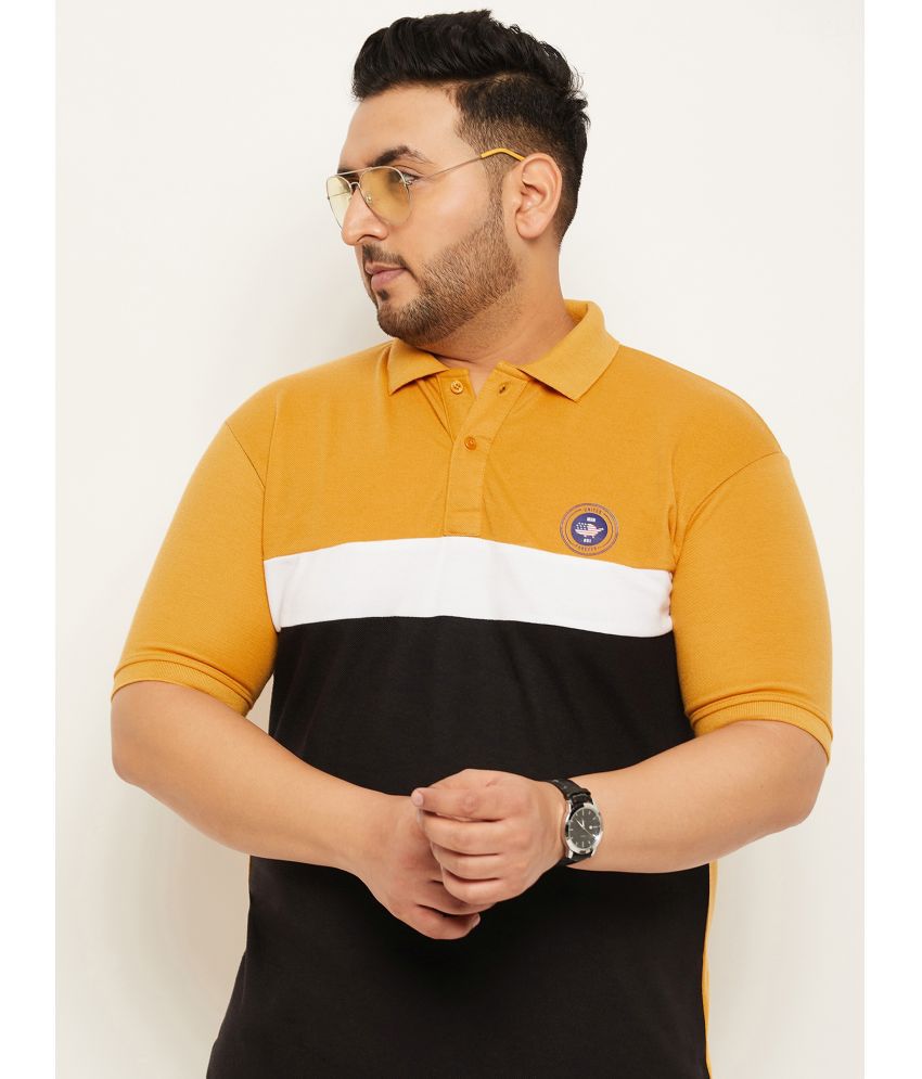    			Nyker Cotton Blend Regular Fit Colorblock Half Sleeves Men's Polo T Shirt - Yellow ( Pack of 1 )
