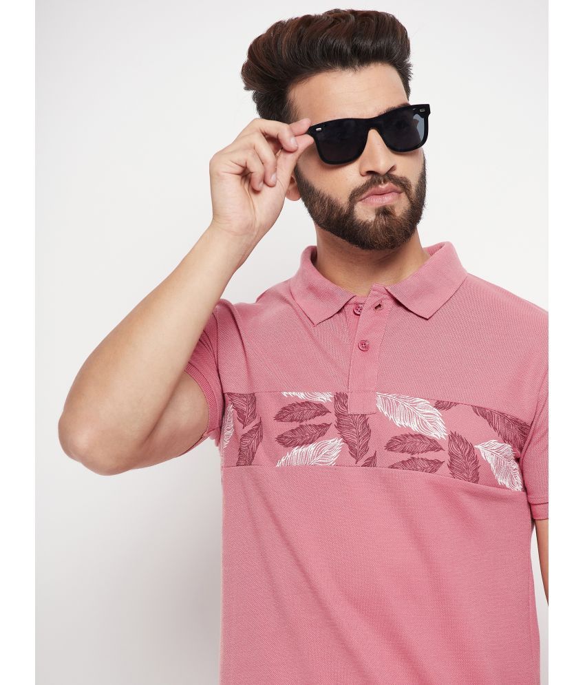     			Nyker Pack of 1 Cotton Blend Regular Fit Colorblock Half Sleeves Men's Polo T Shirt ( Pink )