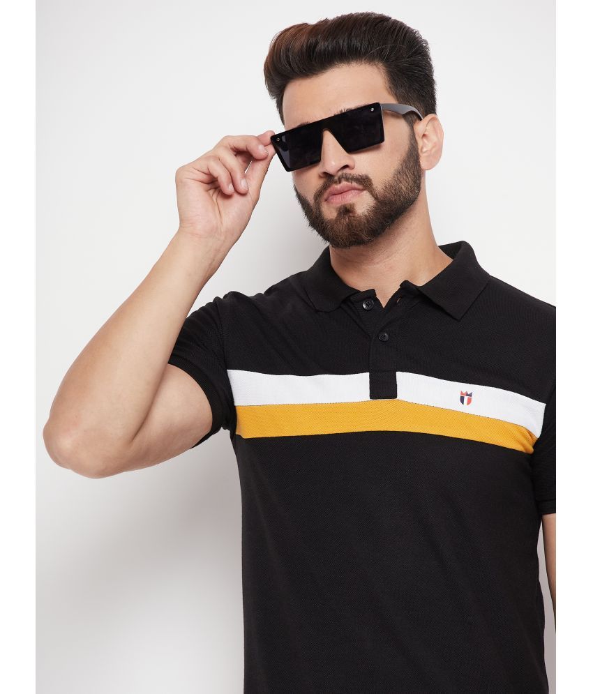     			Nyker Cotton Blend Regular Fit Colorblock Half Sleeves Men's Polo T Shirt - Black ( Pack of 1 )