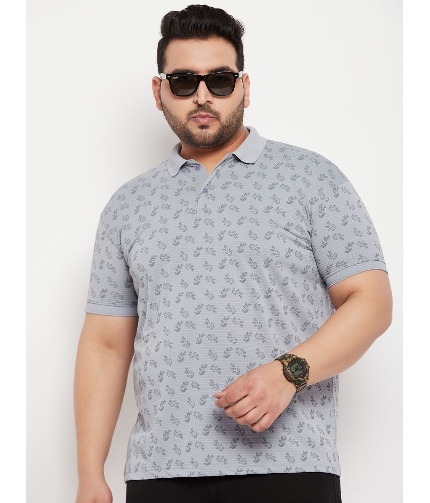     			Nyker Cotton Blend Regular Fit Printed Half Sleeves Men's Polo T Shirt - Grey ( Pack of 1 )