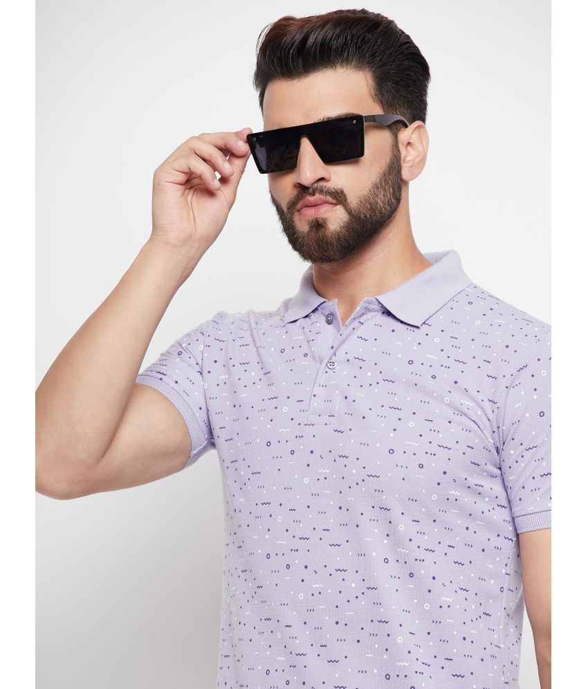     			Nyker Pack of 1 Cotton Blend Regular Fit Printed Half Sleeves Men's Polo T Shirt ( Purple )