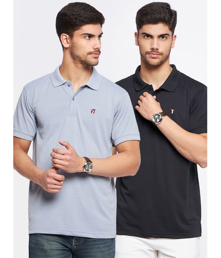     			Nyker Pack of 2 Cotton Blend Regular Fit Solid Half Sleeves Men's Polo T Shirt ( Grey )