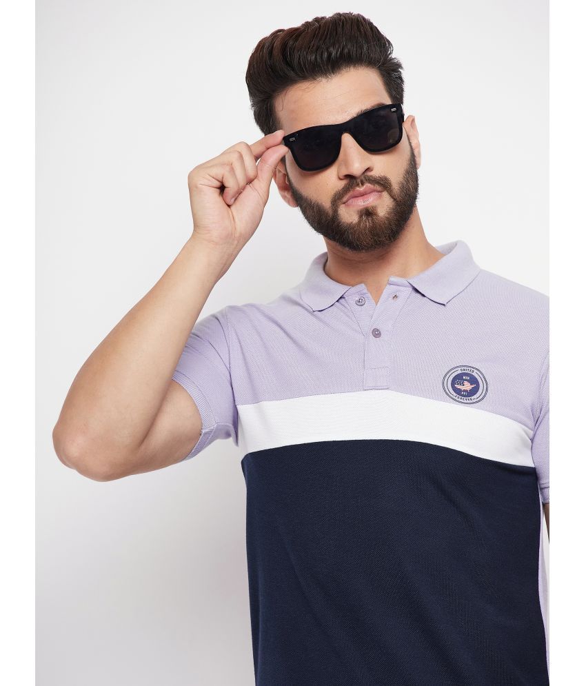     			Nyker Pack of 1 Cotton Blend Regular Fit Colorblock Half Sleeves Men's Polo T Shirt ( Purple )