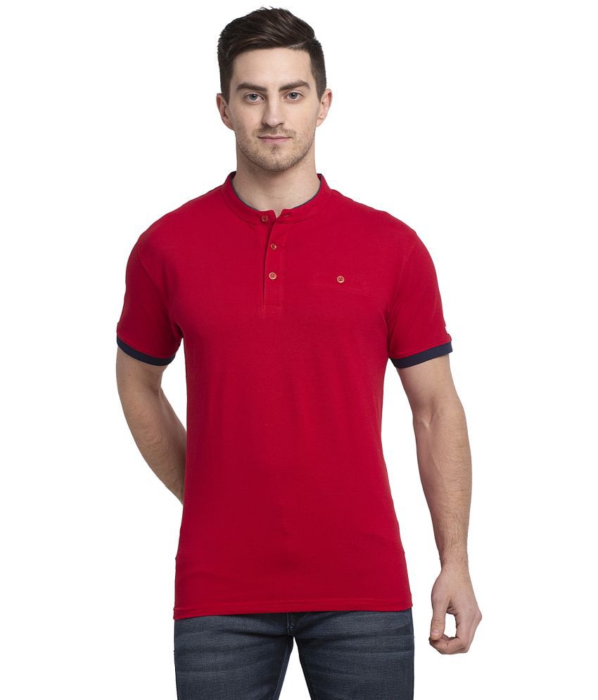     			Rodamo Cotton Blend Regular Fit Solid Half Sleeves Men's Polo T Shirt - Red ( Pack of 1 )