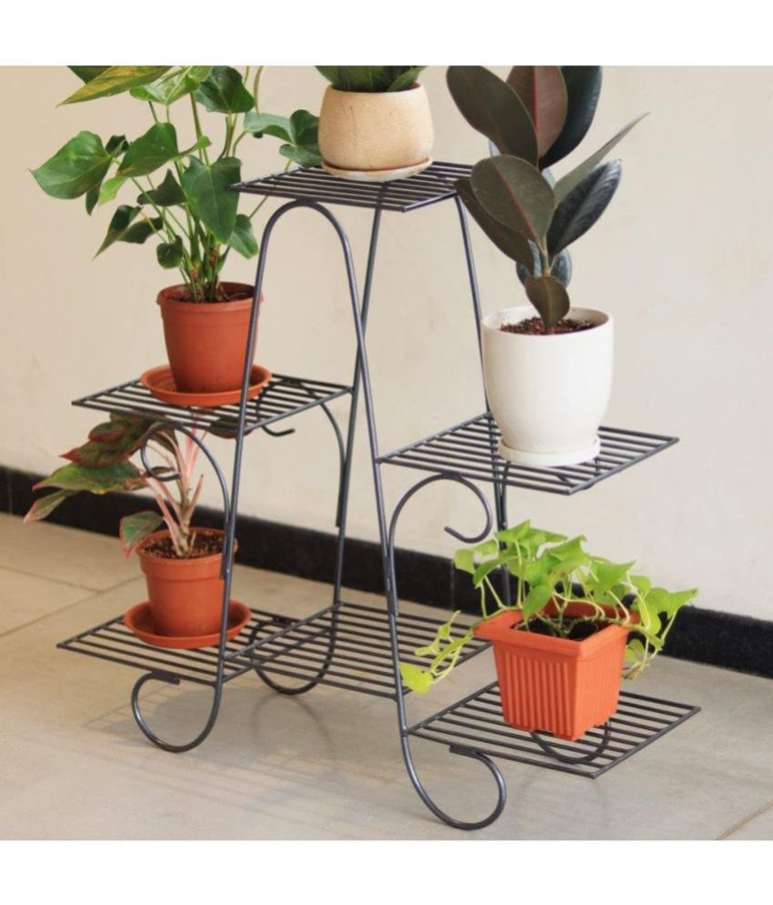     			TrustBasket Marvel Planter Stand | Metal Pot Stand for multiple plants - Antique Silver