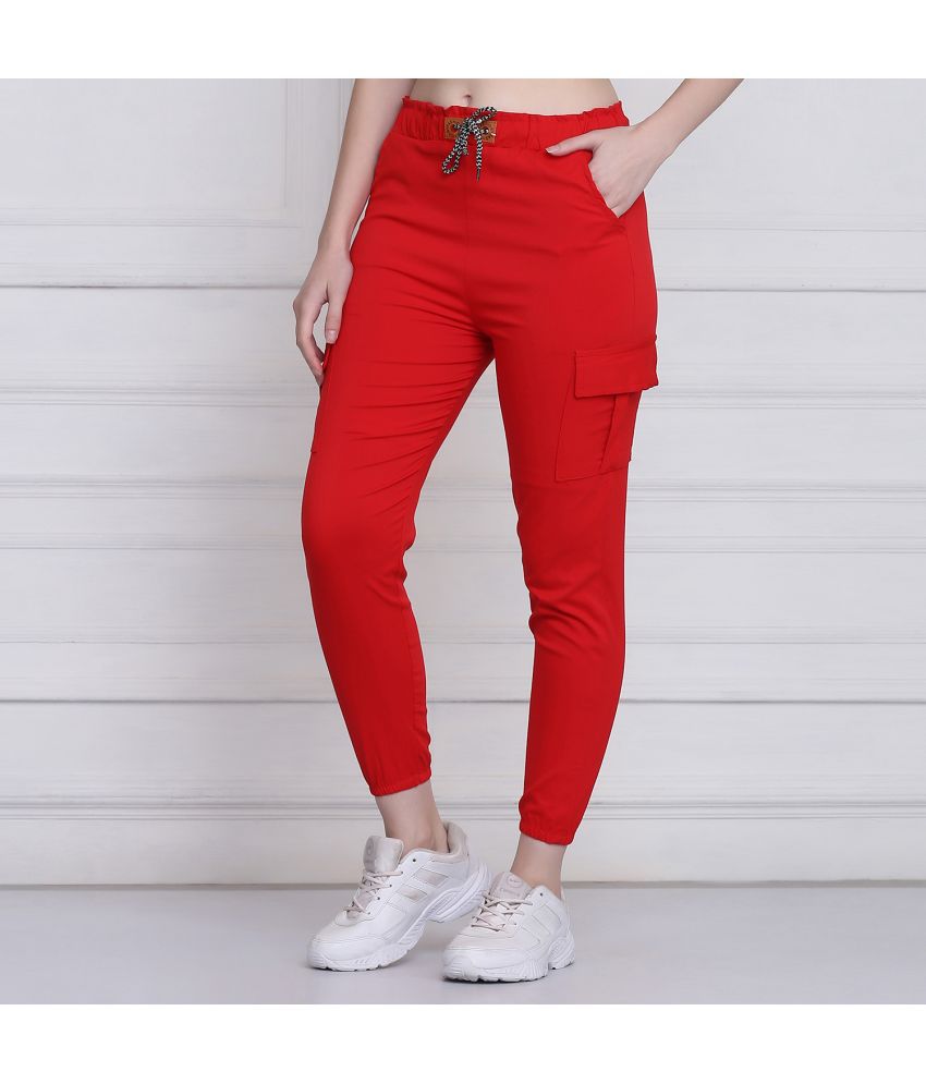     			BuyNewTrend Red Cotton Blend Slim Women's Cargo Pants ( Pack of 1 )