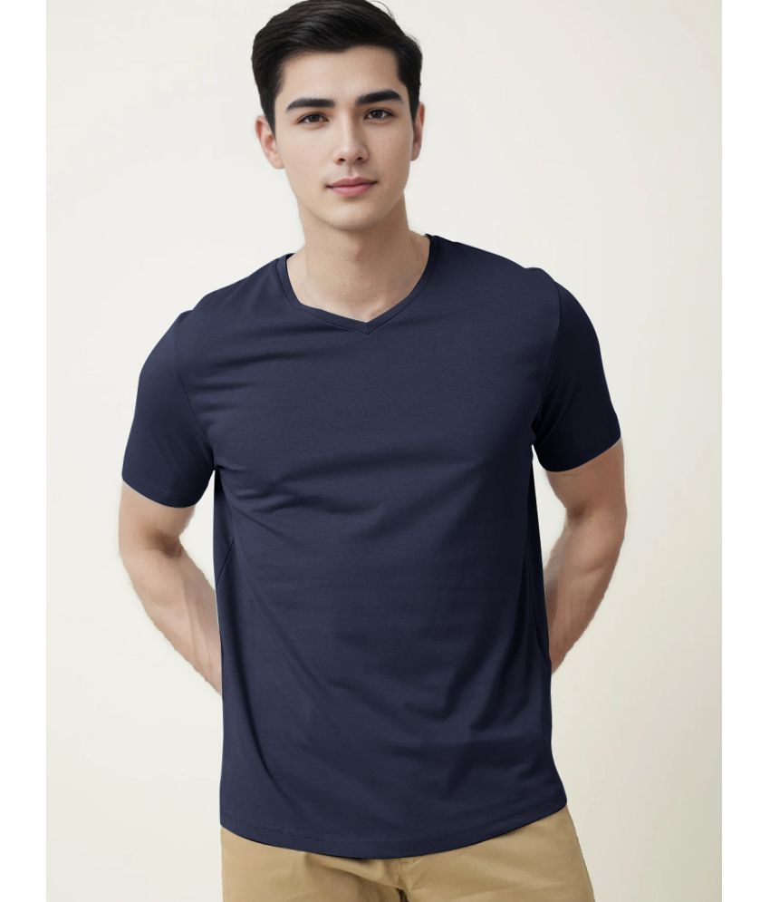     			Radprix Cotton Regular Fit Solid Half Sleeves Men's T-Shirt - Navy ( Pack of 1 )