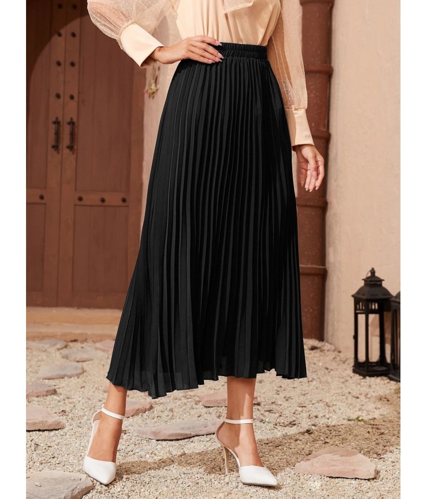     			BuyNewTrend Black Crepe Women's Straight Skirt ( Pack of 1 )