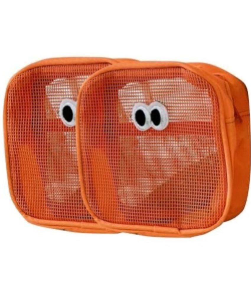    			House Of Quirk Orange Travel Kit Bag ( 2 Pcs )