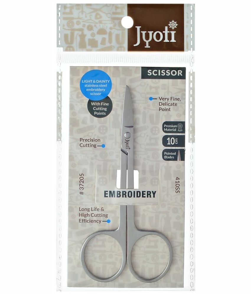     			Jyoti Scissor for Embroidery Use - 410 SS (4 Inch) Stainless Steel Blades & Handle, High Cutting Efficiency - Pack of 10