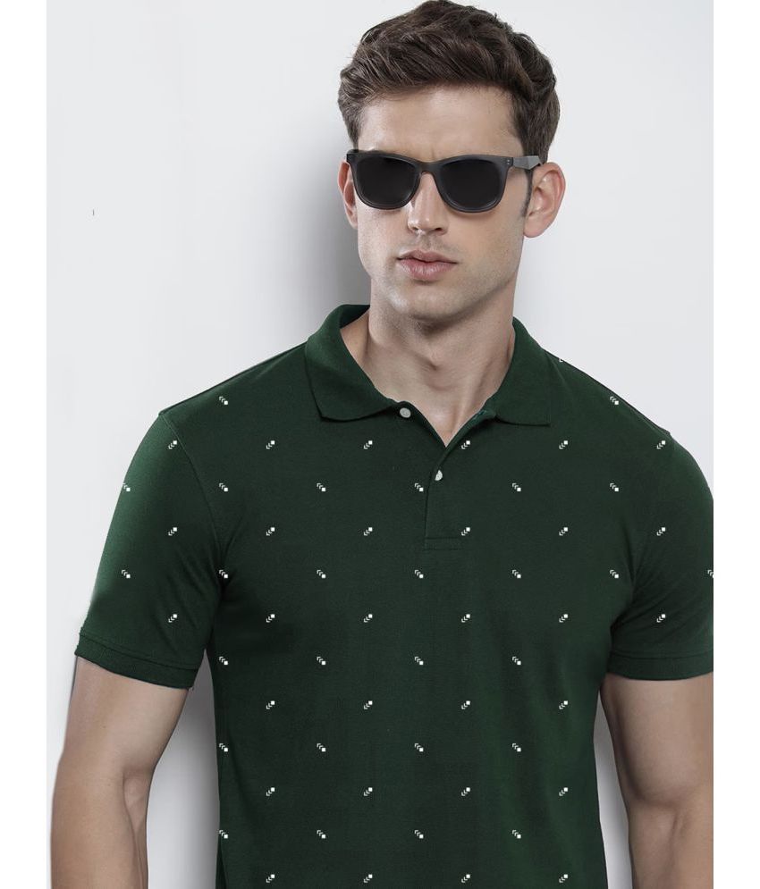     			Merriment Cotton Blend Regular Fit Printed Half Sleeves Men's Polo T Shirt - Green ( Pack of 1 )