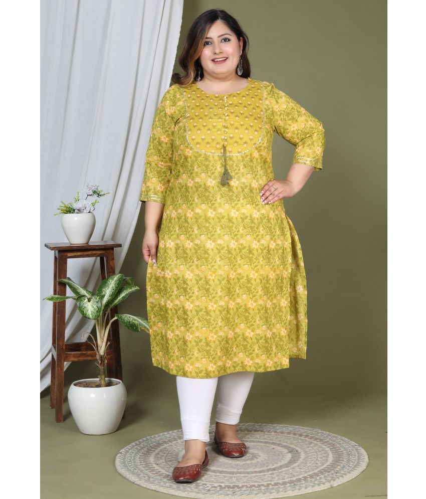     			Pacify Cotton Printed Straight Women's Kurti - Yellow ( Pack of 1 )