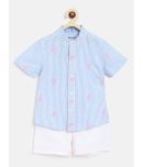 Nauti Nati Pack of 1 Boys Cotton Shirt & Shorts ( Blue )