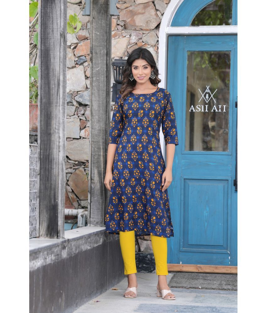     			DSK STUDIO Crepe Printed Straight Women's Kurti - Blue ( Pack of 1 )