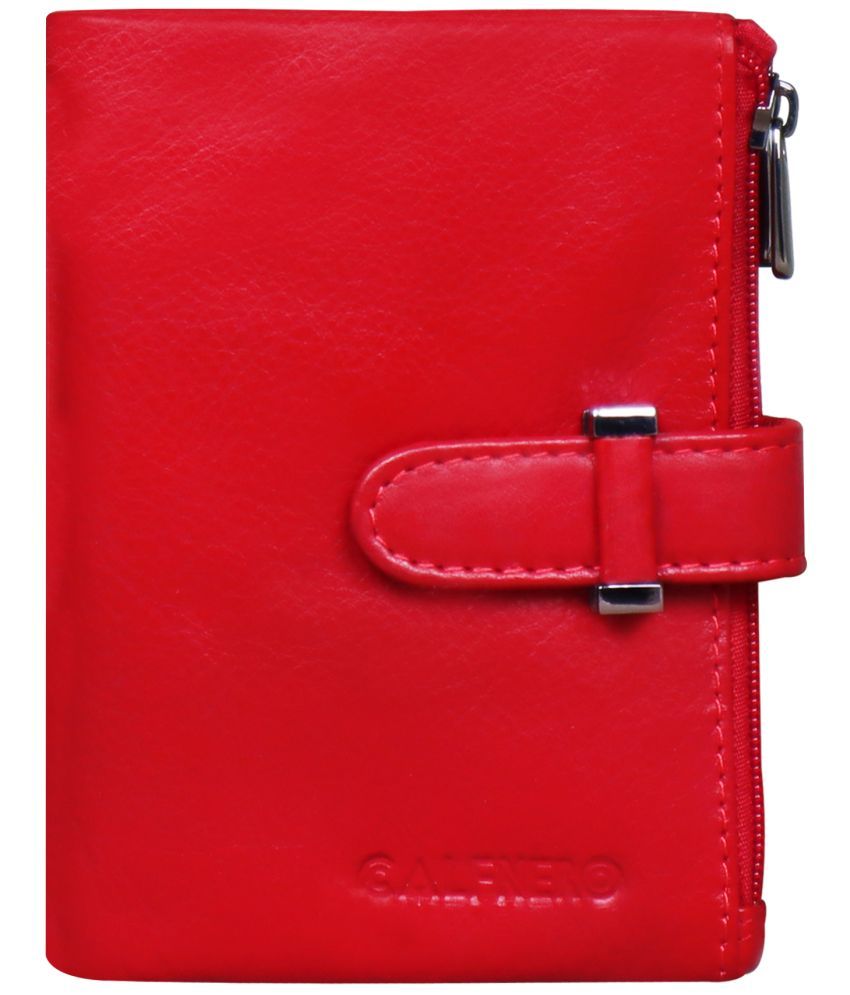     			Calfnero Leather Red Women's Bi Fold Wallet ( Pack of 1 )