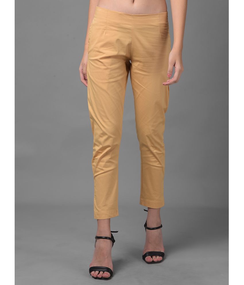     			Dollar Missy Beige Cotton Blend Slim Women's Casual Pants ( Pack of 1 )