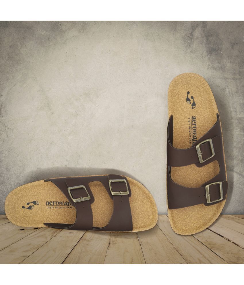     			Aerowalk Brown Men's Slide Flip Flop