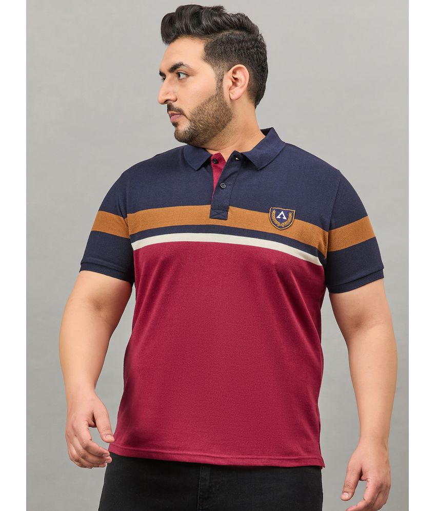     			AUSTIVO Cotton Blend Regular Fit Striped Half Sleeves Men's Polo T Shirt - Multicolor ( Pack of 1 )