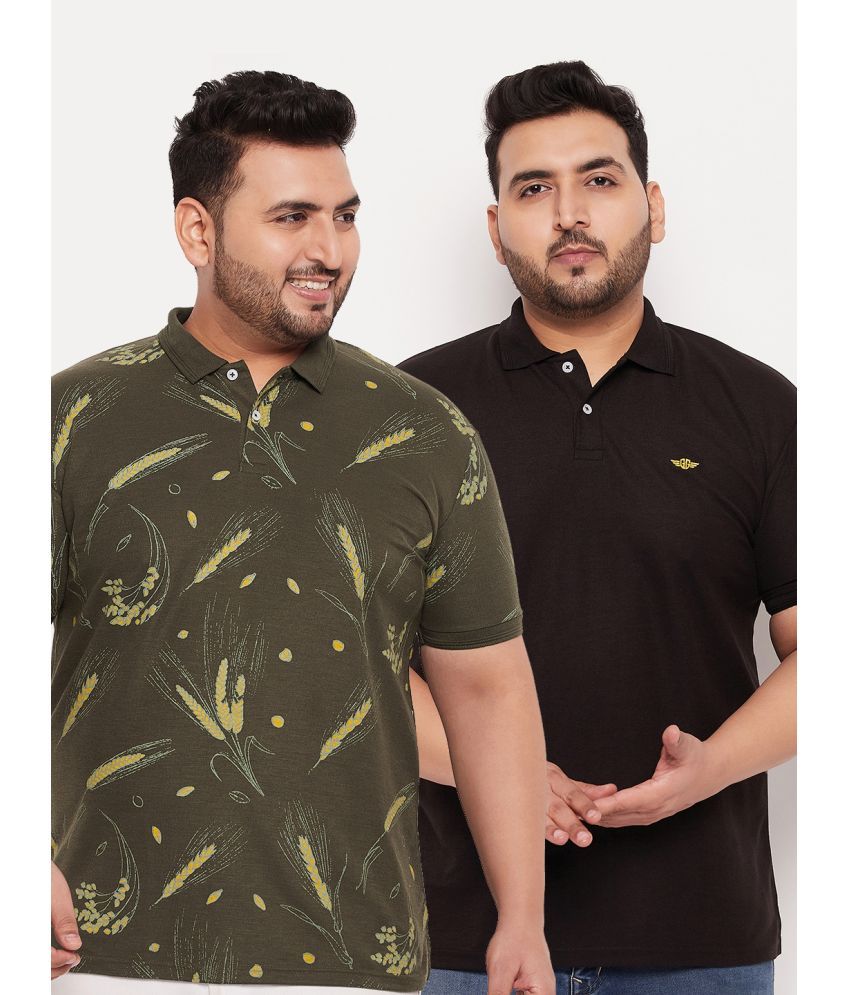     			GET GOLF Pack of 2 Cotton Blend Regular Fit Printed Half Sleeves Men's Polo T Shirt ( Olive )