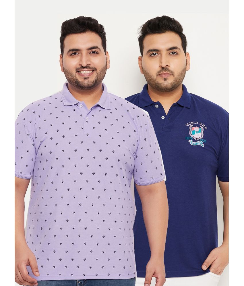     			GET GOLF Pack of 2 Cotton Blend Regular Fit Printed Half Sleeves Men's Polo T Shirt ( Lavender )