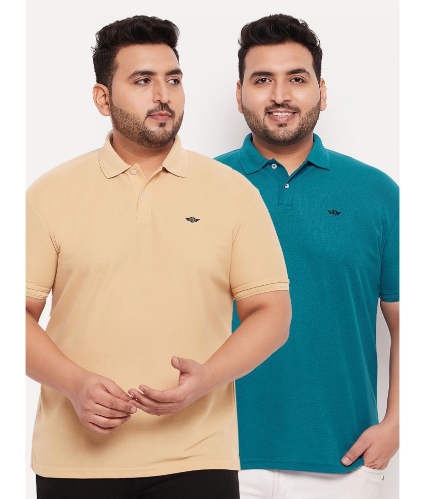     			GET GOLF Cotton Blend Regular Fit Solid Half Sleeves Men's Polo T Shirt - Beige ( Pack of 2 )