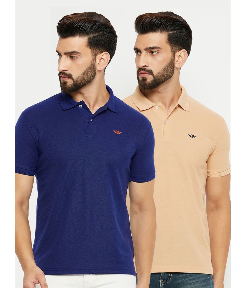     			GET GOLF Pack of 2 Cotton Blend Regular Fit Solid Half Sleeves Men's Polo T Shirt ( Navy )