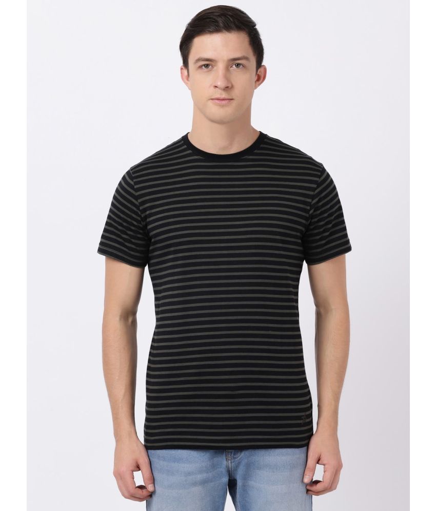     			Jockey 2715 Men's Super Combed Cotton Rich Striped Round Neck T-Shirt - Black & Deep Olive