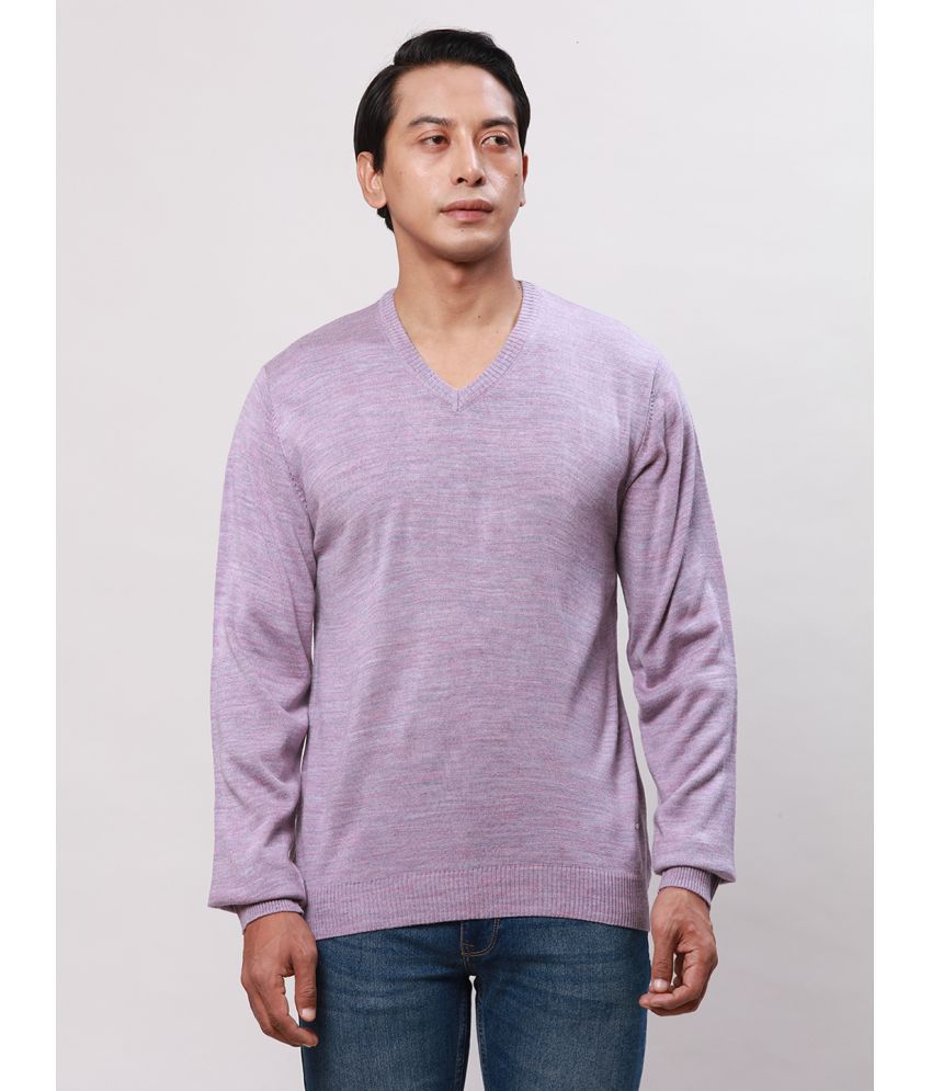     			Park Avenue Acrylic V-Neck Men's Full Sleeves Pullover Sweater - Purple ( Pack of 1 )