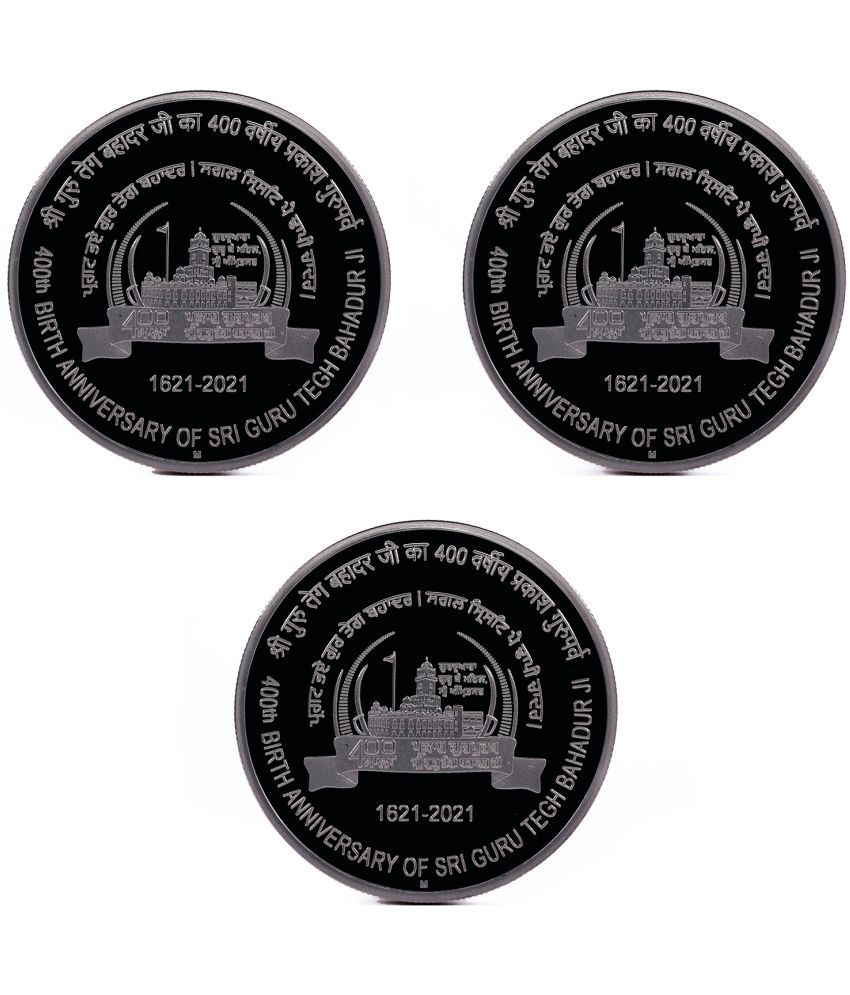     			Set of 3 Coins of 400th Birth Anniversary of Sri Guru Tegh Bahadur Ji - Silver Plated Fancy Coins