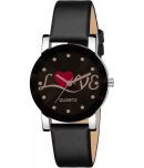 acnos Black Leather Analog Womens Watch