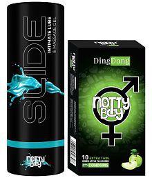 NottyBoy Slide Water Based Lubricant100ML, Fruit Flavoured Condom - Pack of 2