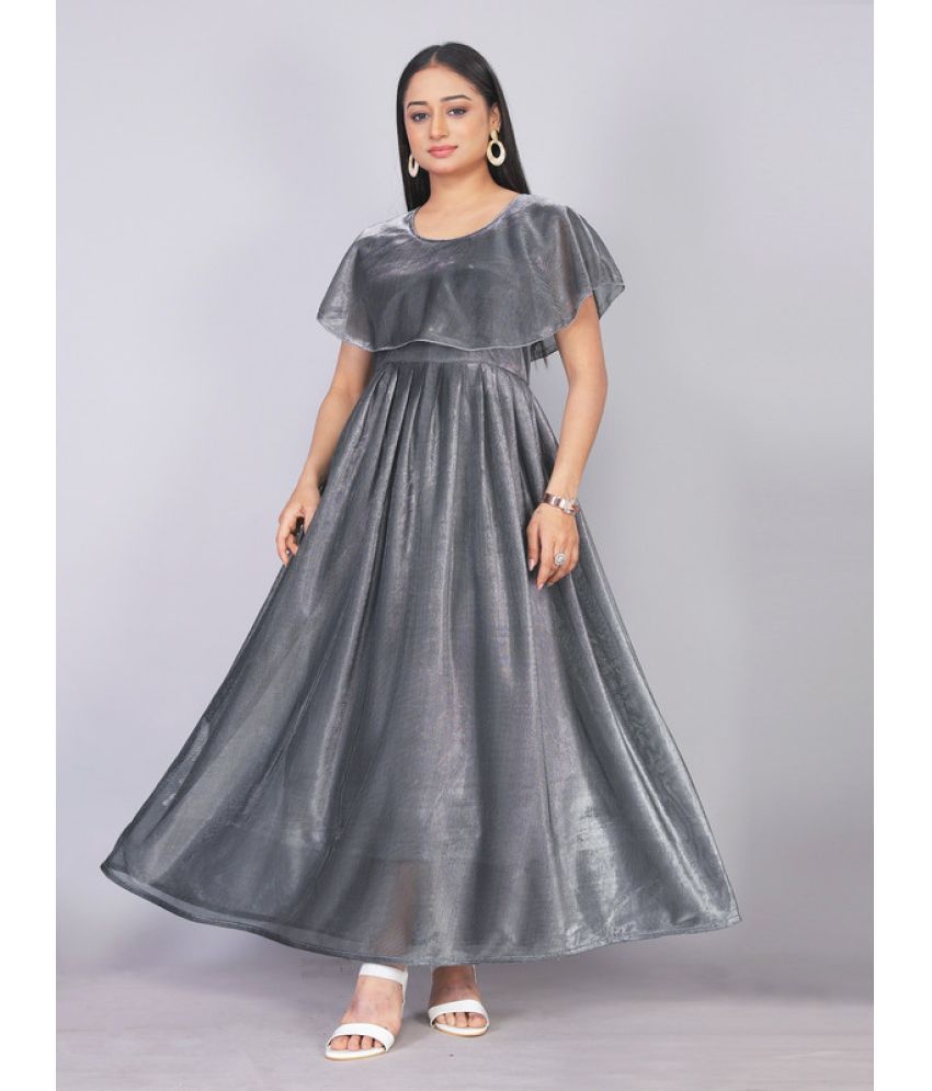     			Apnisha Grey Flared Net Women's Semi Stitched Ethnic Gown ( Pack of 1 )