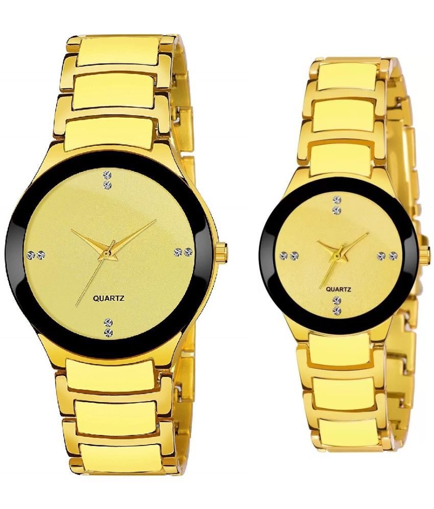     			Cosmic Yellow Brass Analog Couple's Watch