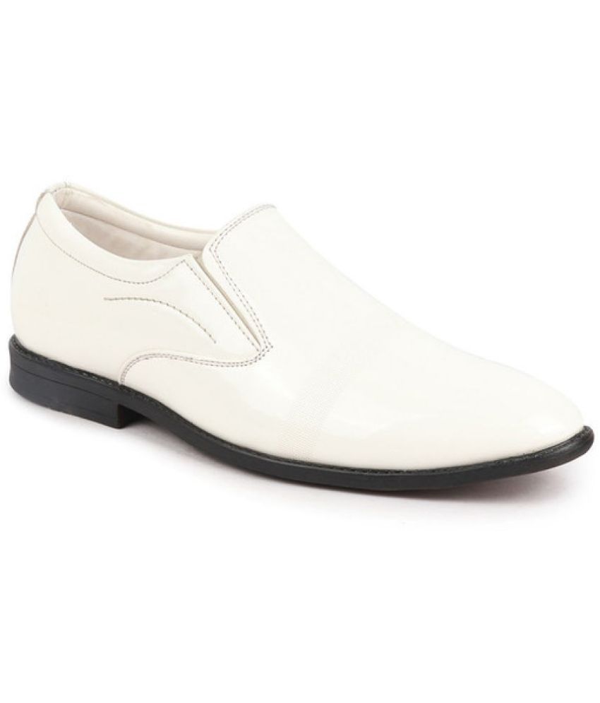     			Fausto White Men's Slip On Formal Shoes