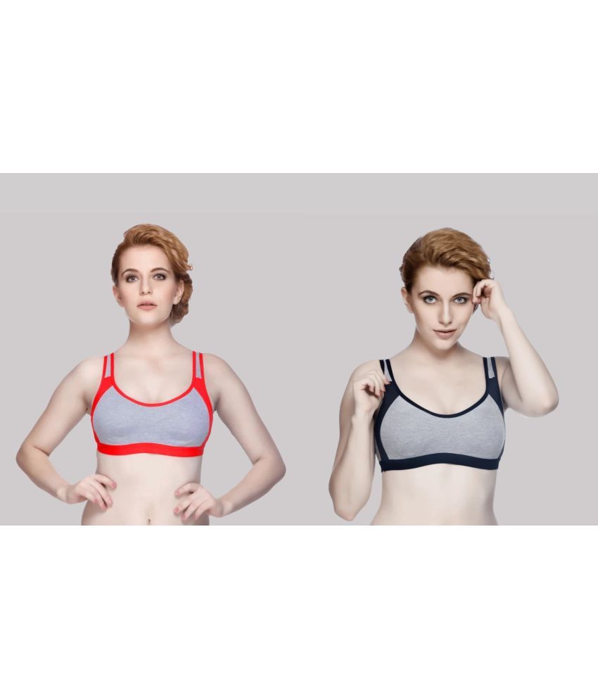     			Kiran Enterprises Pack of 2 Cotton Non Padded Women's T-Shirt Bra ( Multicolor ) 2 sport bra