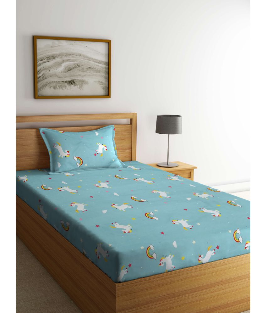     			Klotthe Poly Cotton Animal 1 Single Bedsheet with 1 Pillow Cover - Multicolor