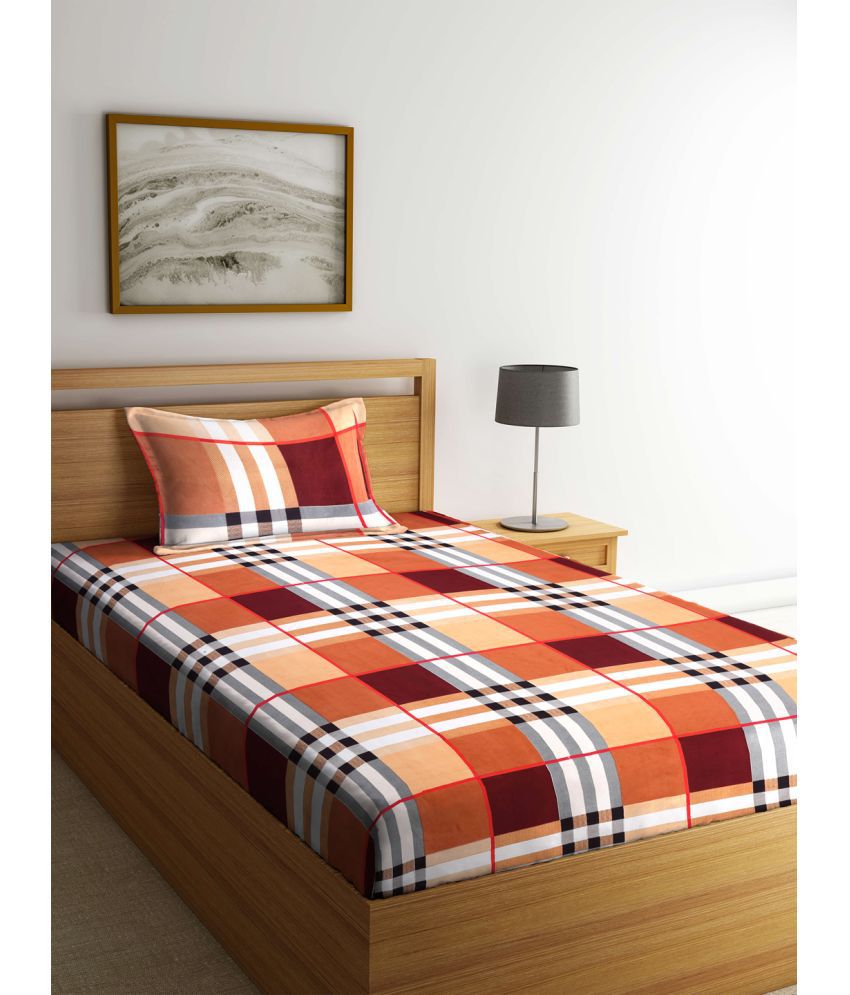     			Klotthe Poly Cotton Big Checks 1 Single Bedsheet with 1 Pillow Cover - Multicolor