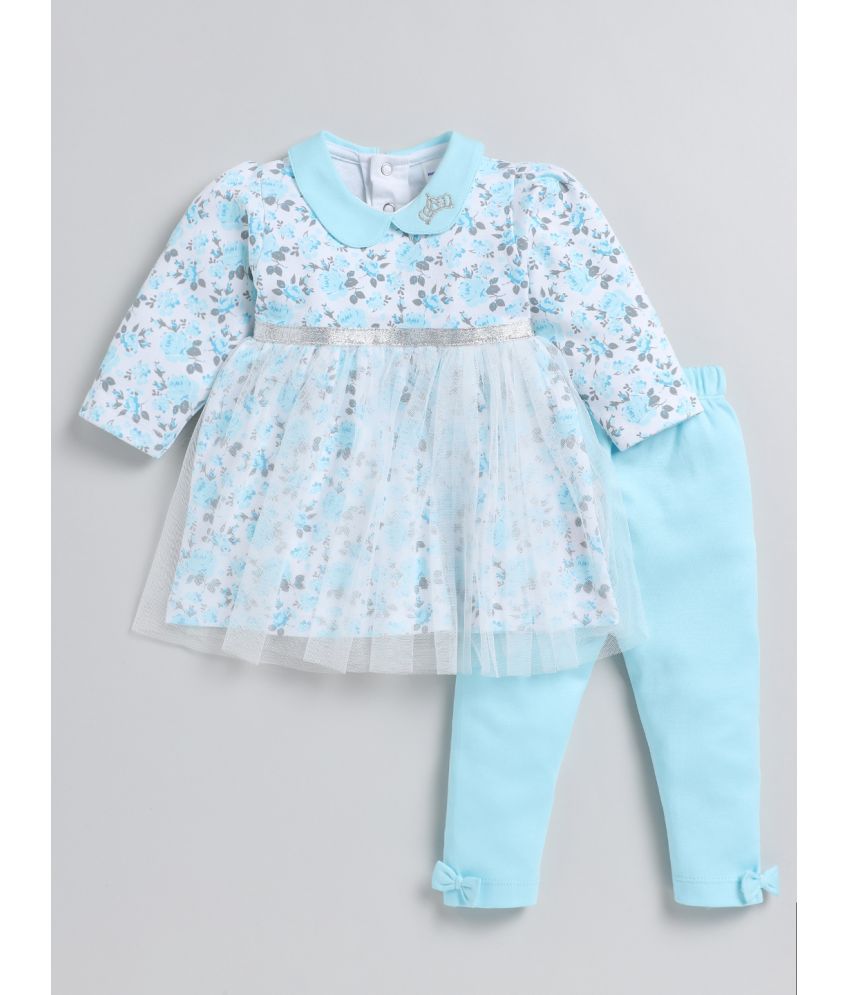     			Mom's Love Light Blue Cotton Baby Girl Frock ( Pack of 1 )
